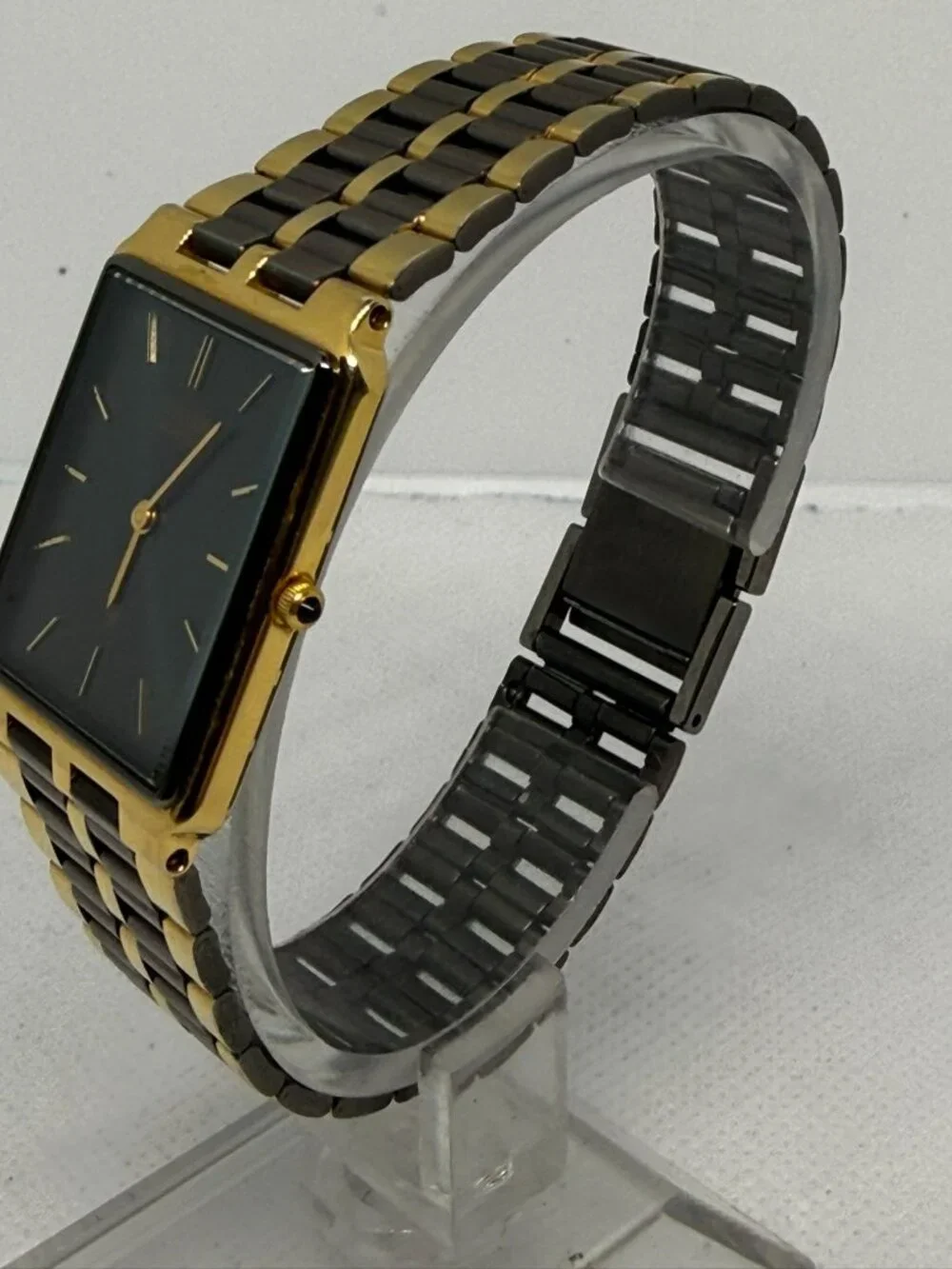 Citizen Vintage Tank Gold-Tone Black Dial Rectangular Quartz Watch 2828-299009
